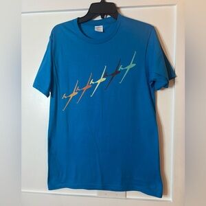 Blue Graphic Tee with Airplane/Glider Design NWOT